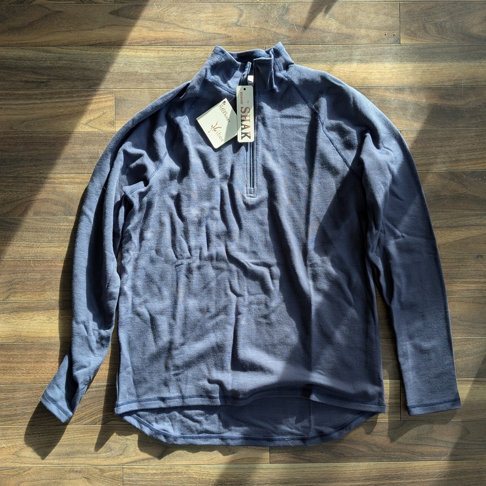 NWT Ibex Shak Men's Blue Zip Up Sweater